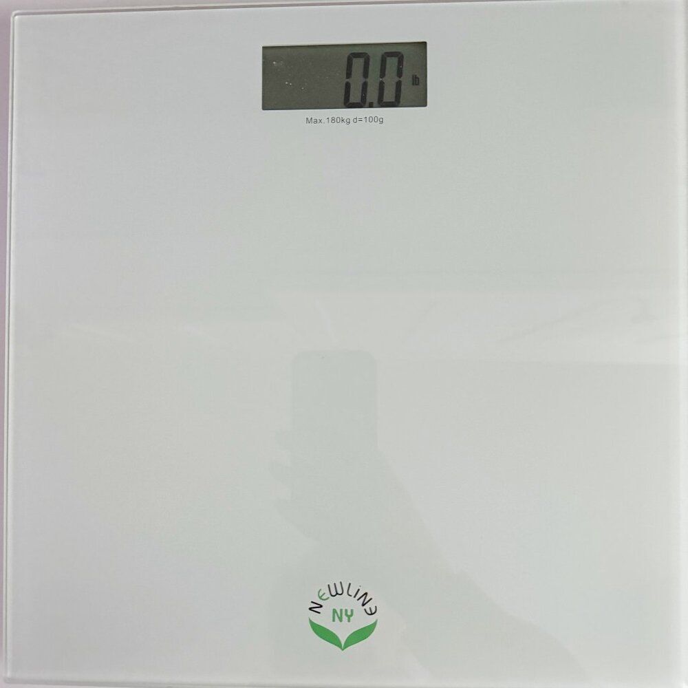 Digital Bathroom Scale  lb/kg/st Tempered Glass Off White NewlineNY New Battery